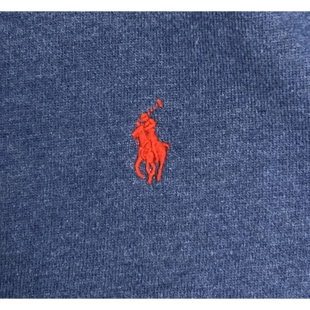 Polo RL Full Zip Blue Hooded Jacket Fleece Lined Red Pony Heavyweight Size S EUC